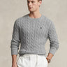 RALPH LAUREN-Maglia in Cotone a Trecce Grigio-TRYME Shop