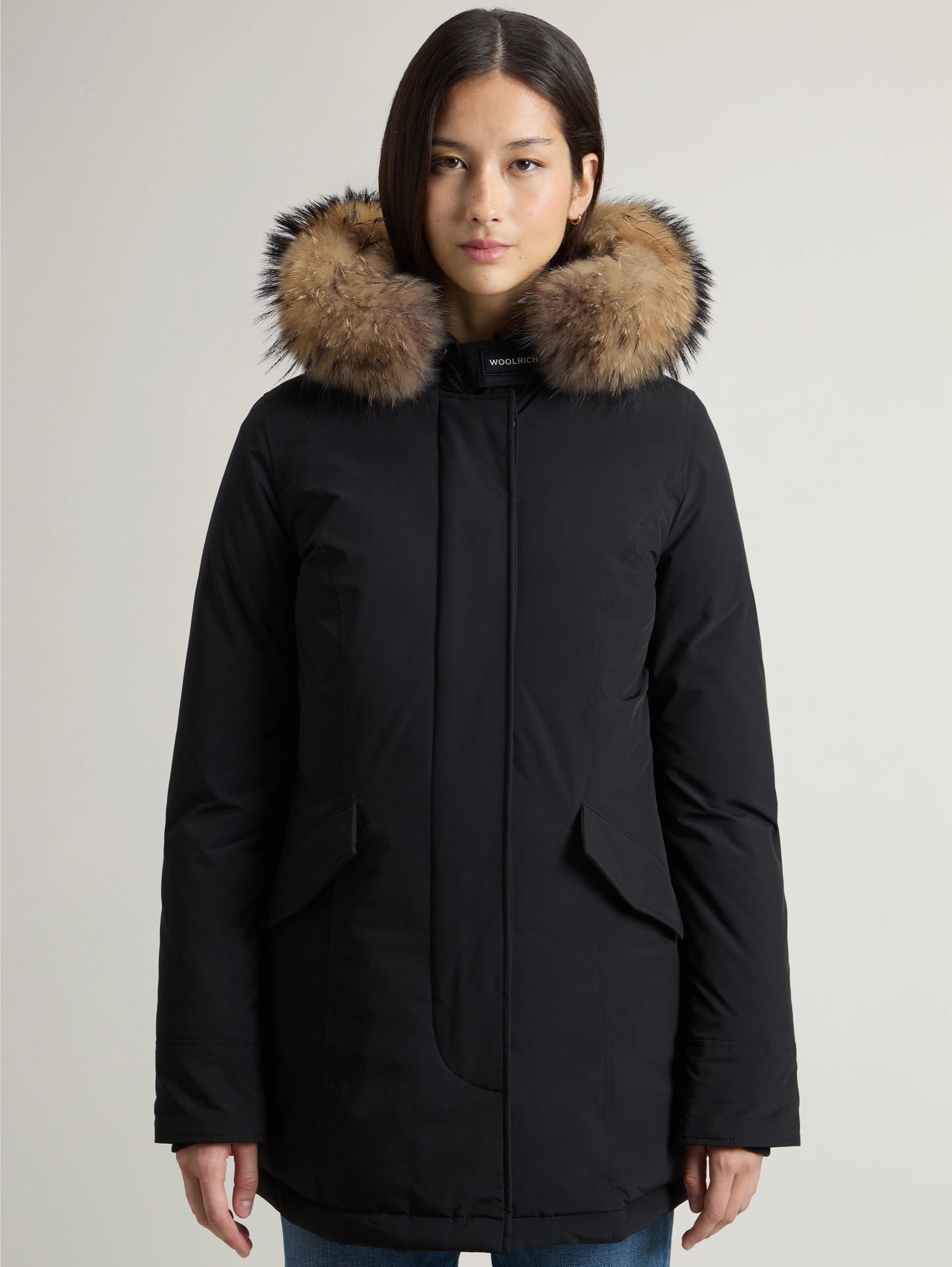 Luxury Parka Jacket with Black Fur