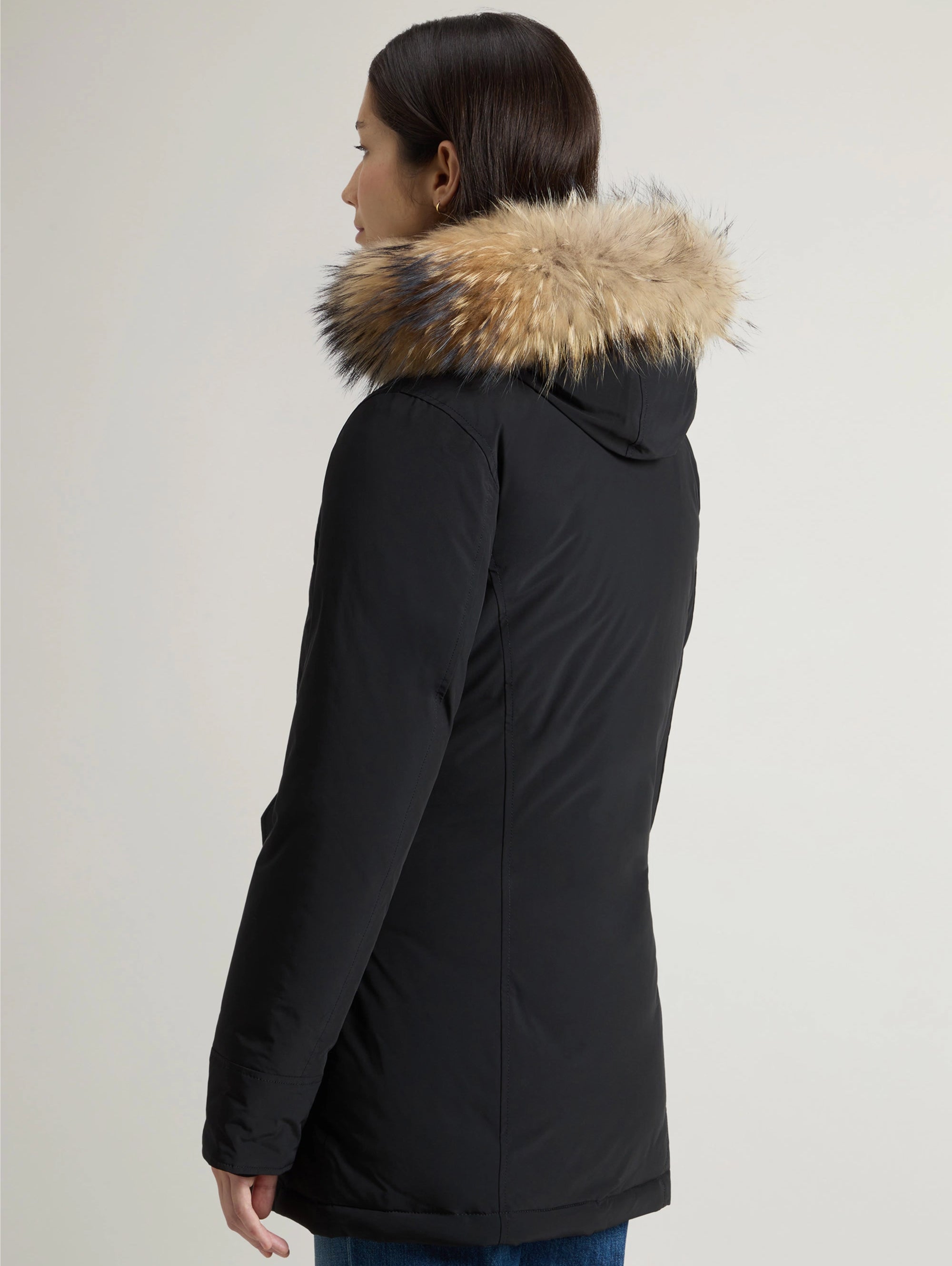 Luxury Parka Jacket with Black Fur