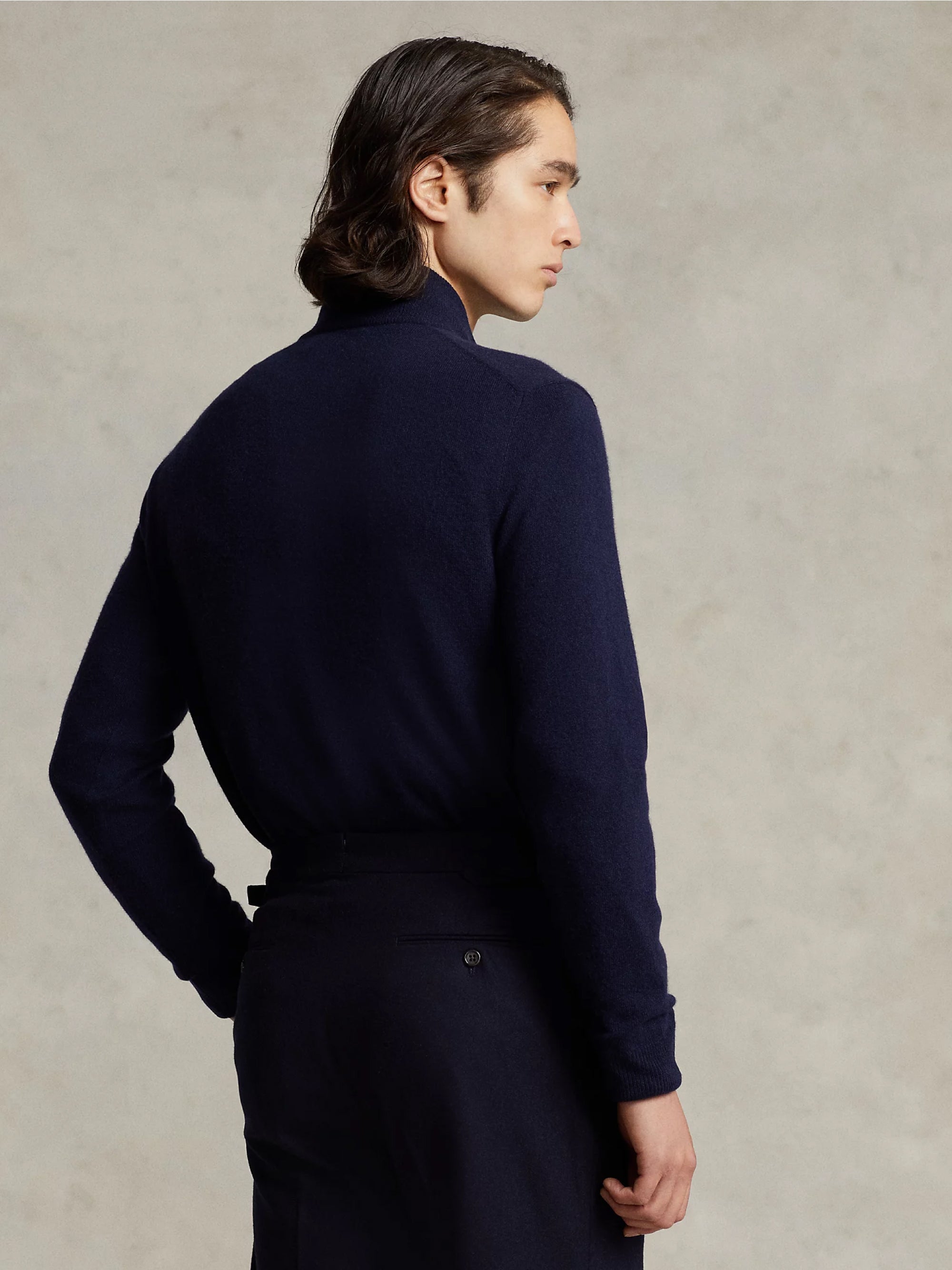 Blue Wool Half-Zip Sweater