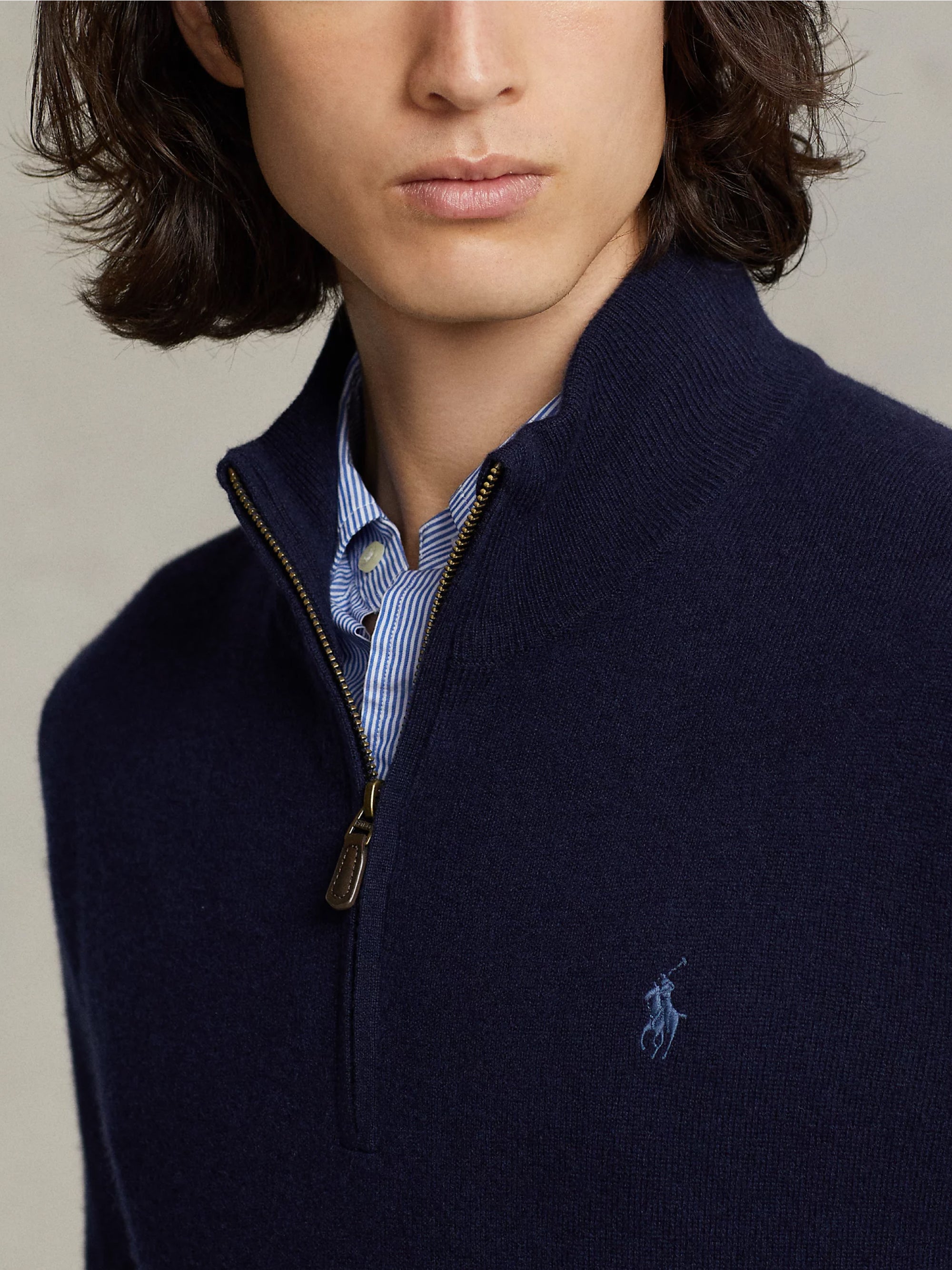 Blue Wool Half-Zip Sweater