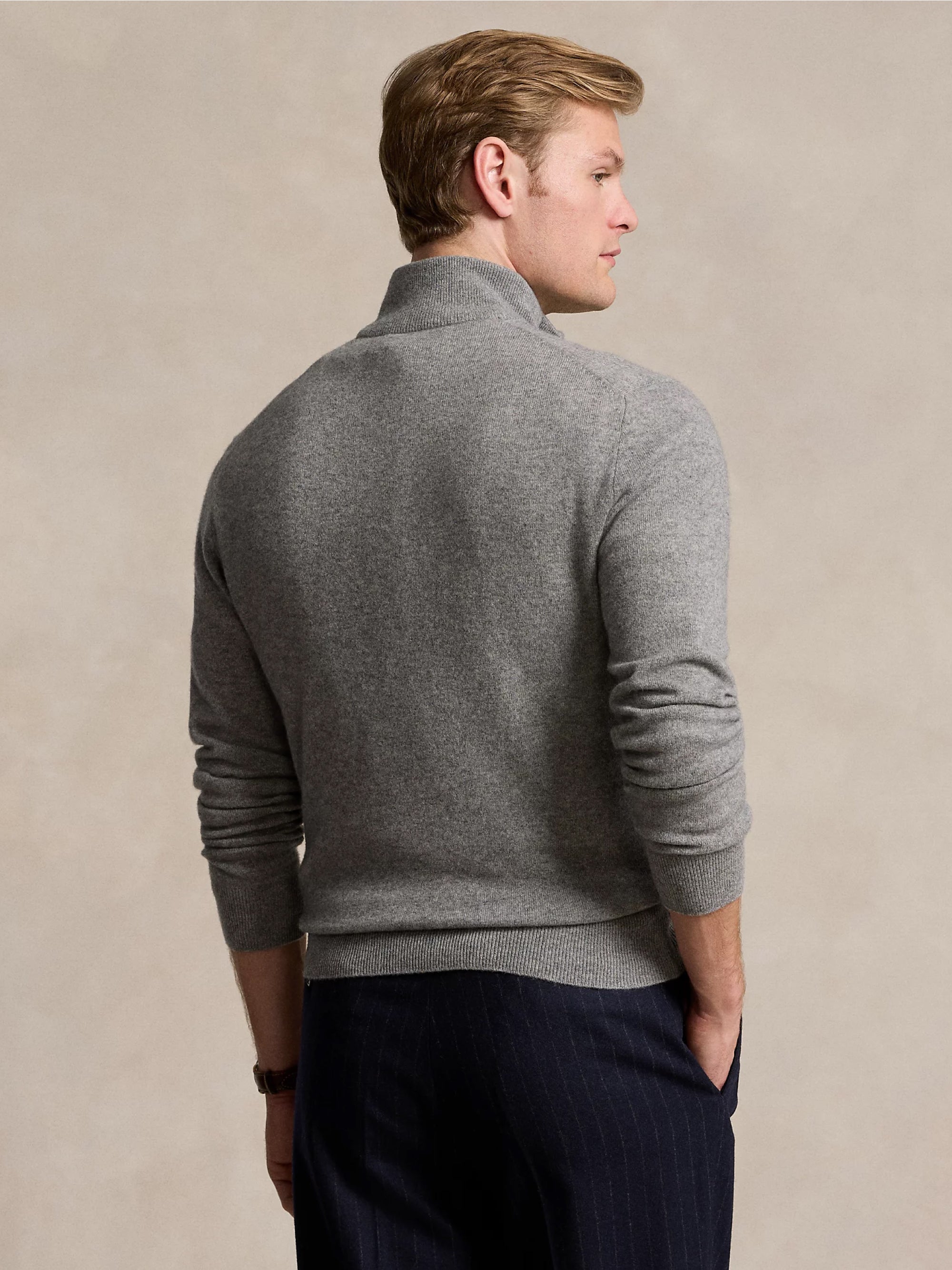 Gray Wool Half-Zip Sweater