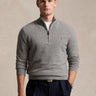 RALPH LAUREN-Maglia con Mezza Zip in Lana Grigio-TRYME Shop