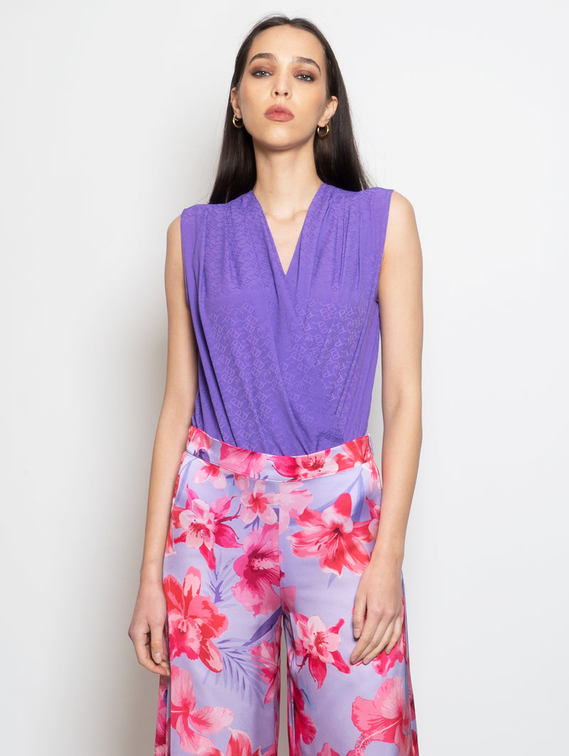 T-shirt donna Pinko crop in cotone Viola