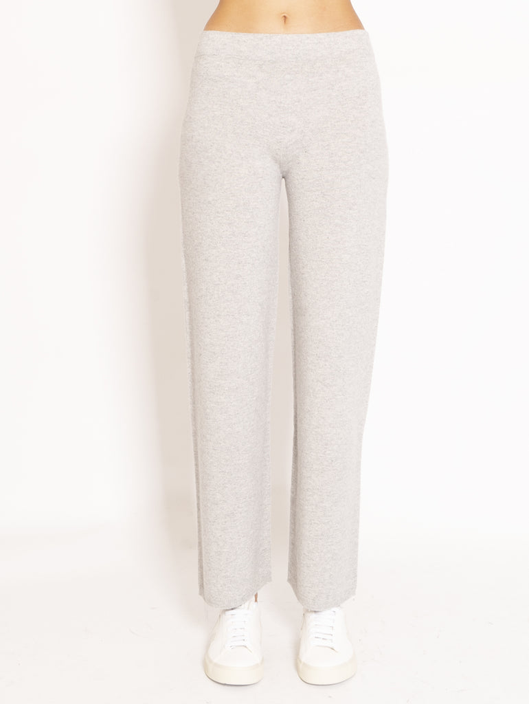 Pantaloni ampi bianco panna in misto lana e cashmere