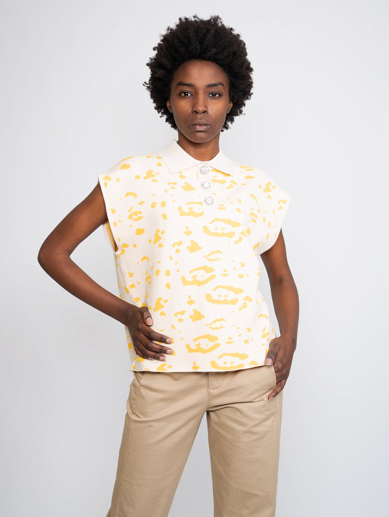 ESSENTIEL ANTWERP - Yellow Animal Print Polo Shirt – TRYME Shop