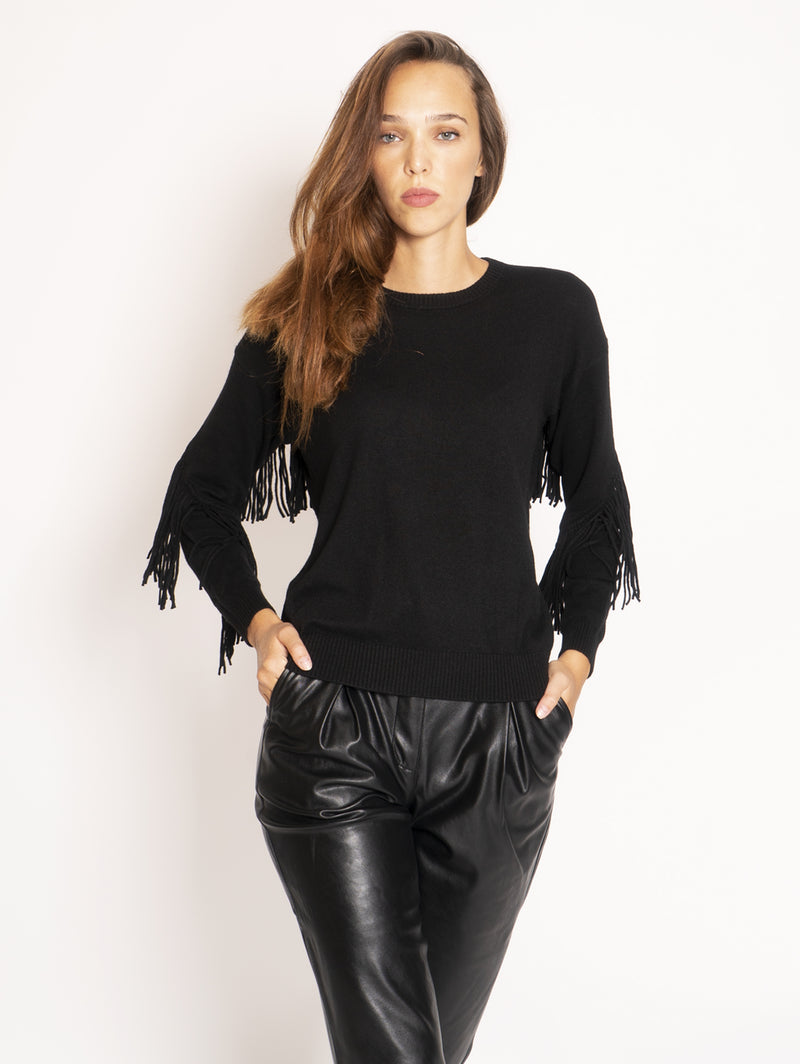 PINKO - Maglia Girocollo con Frange - Nero – TRYME Shop