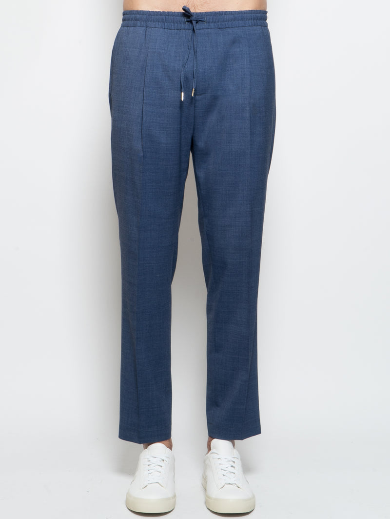 BRIGLIA 1949 Trousers with drawstring and pleats in Blue Wool