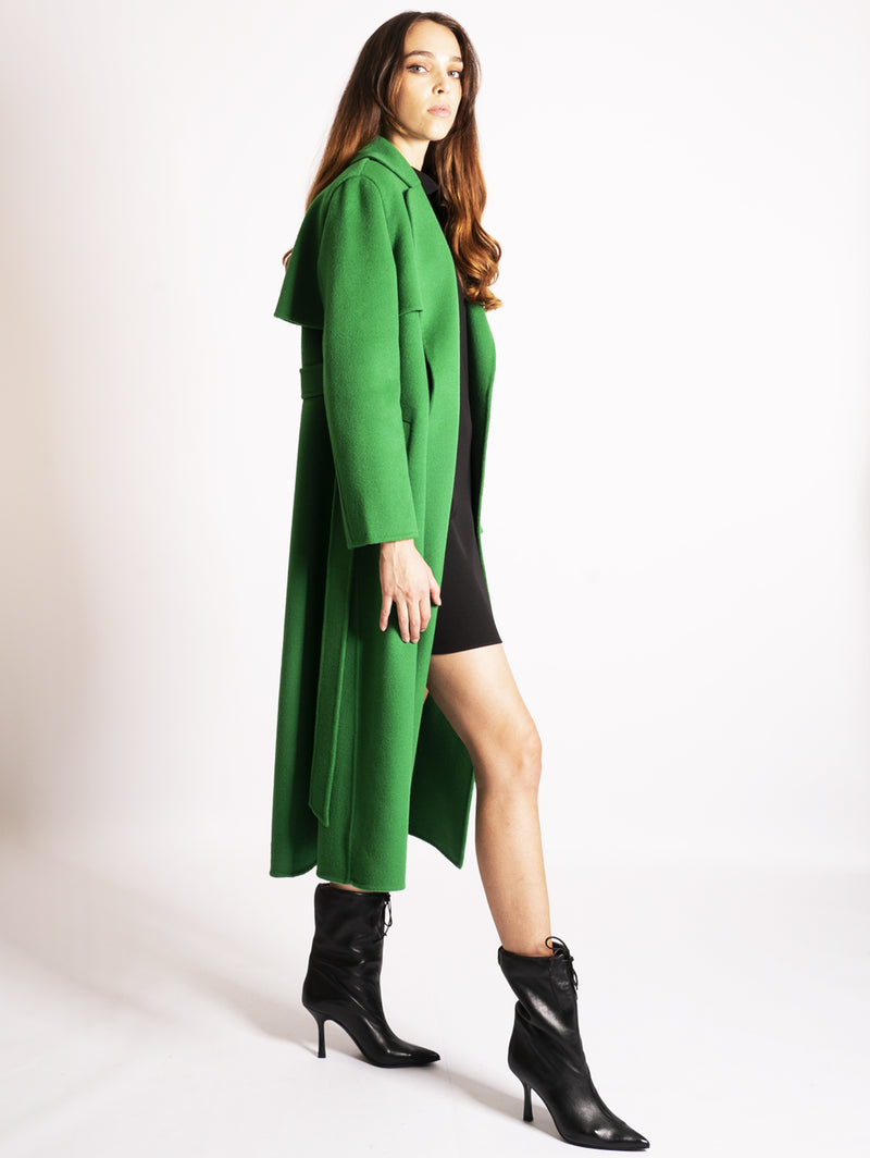 Cappotto longuette in panno misto lana Donna, Verde