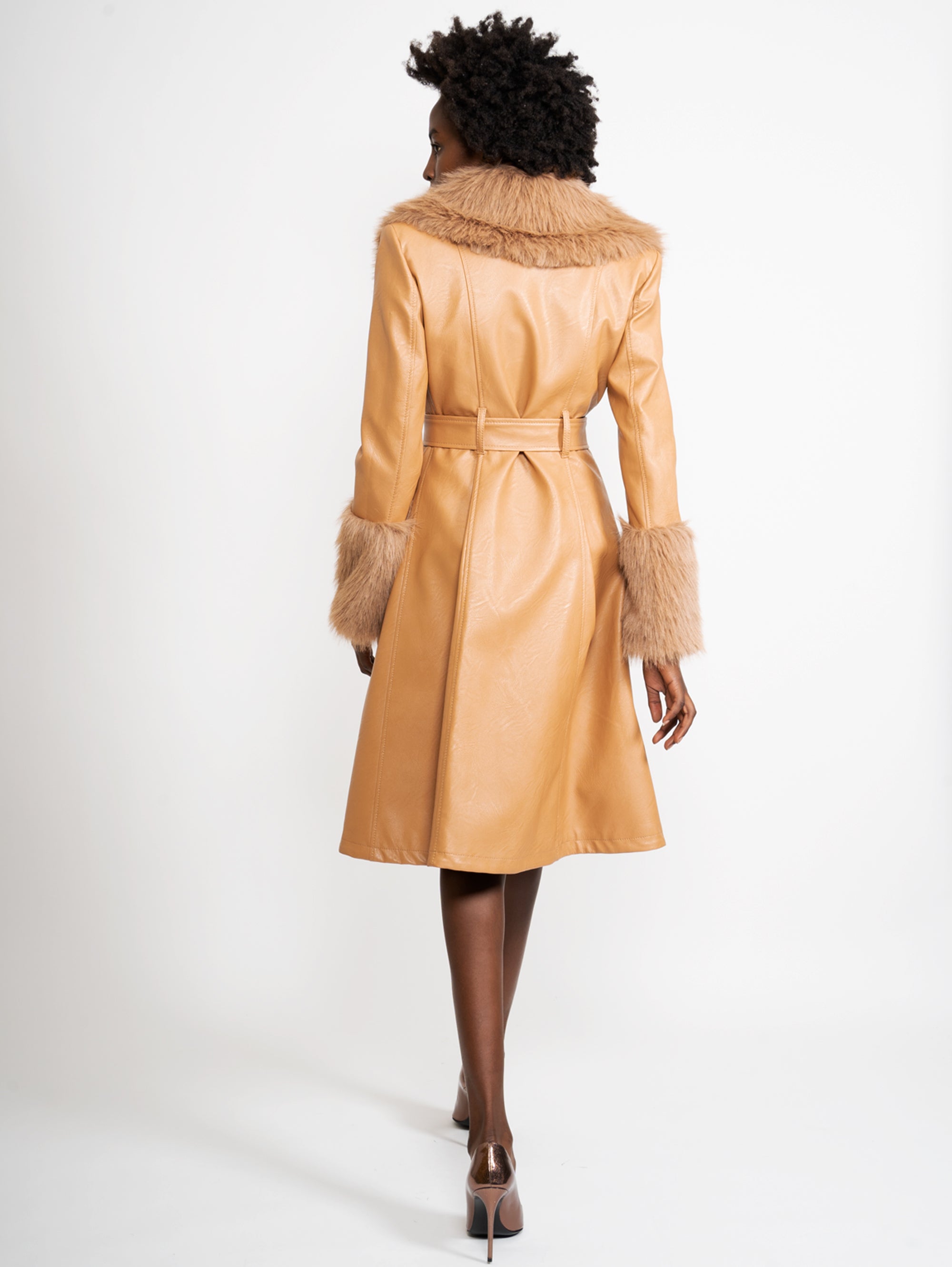 ANIYE BY Brown Faux Leather Coat TRYME Shop