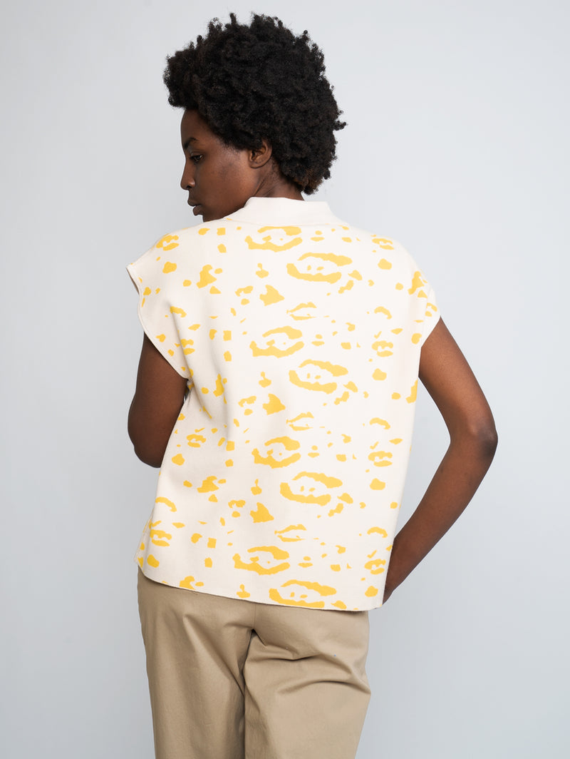 ESSENTIEL ANTWERP - Yellow Animal Print Polo Shirt – TRYME Shop