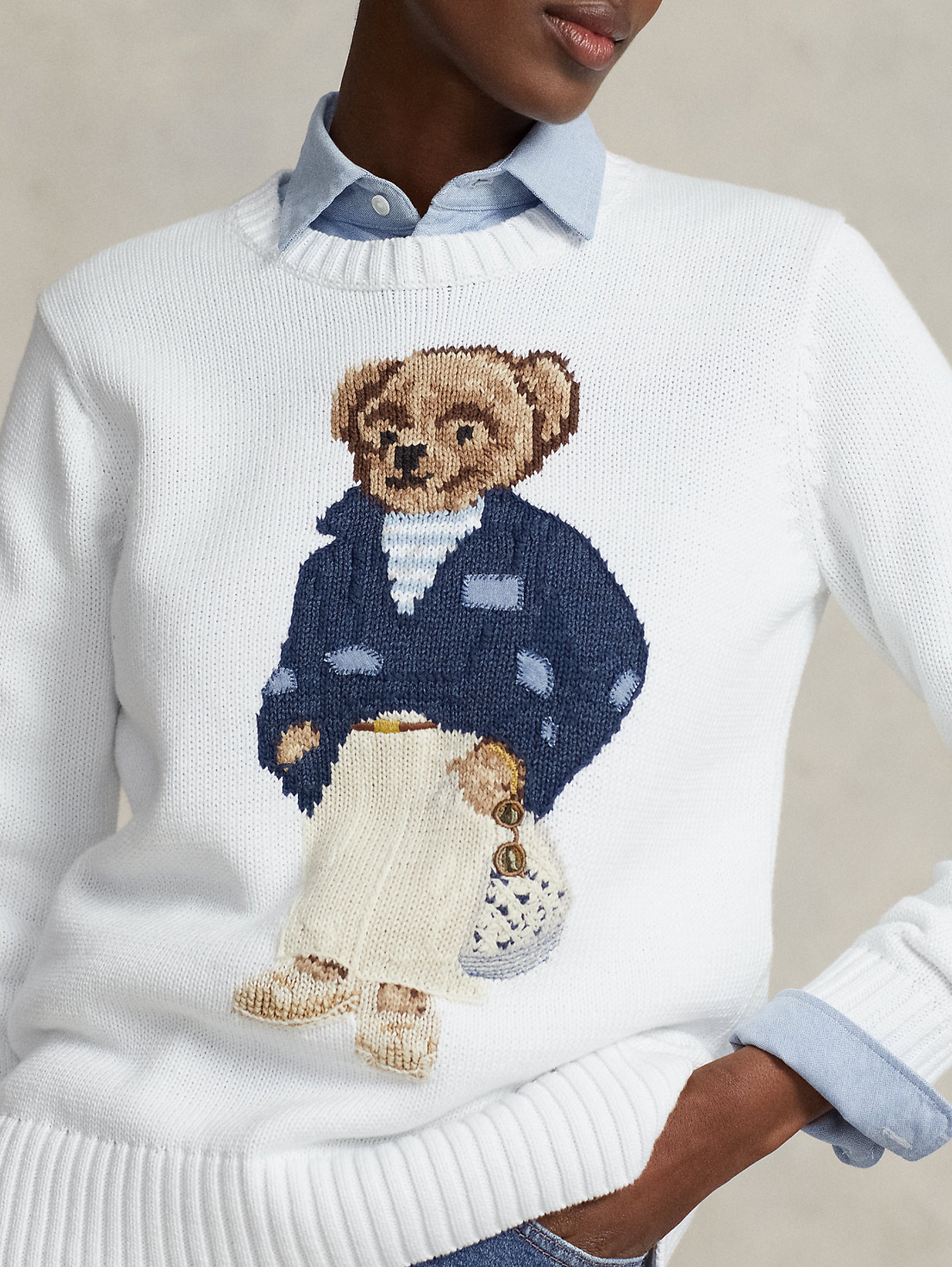 Polo Bear embroidered cotton sweater