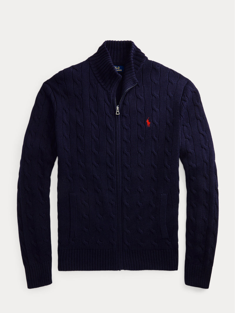 RALPH LAUREN - Cable Cardigan with Blue Zip – TRYME Shop