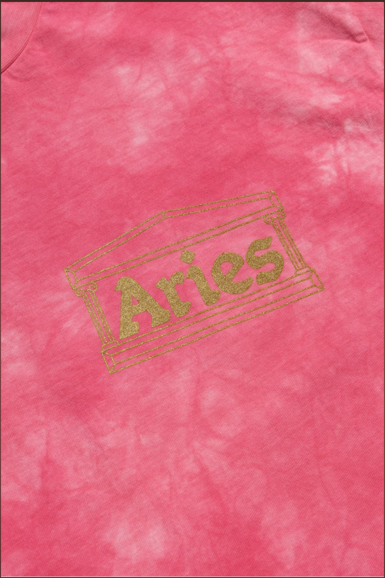 Aries Arise Pink Gold Glitter Logo Tie Dye Tee Size Large Shirt