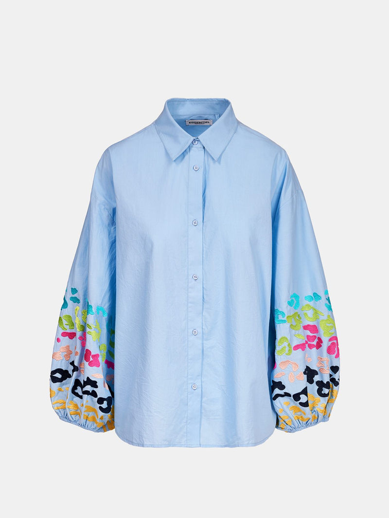 ESSENTIEL ANTWERP - Shirt with Blue Embroidered Sleeves – TRYME Shop